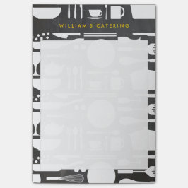 Keukencollage op de achtergrond van het karton post-it® notes