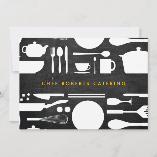 Keukencollage op zwart hout notitiekaartje (Voorkant)