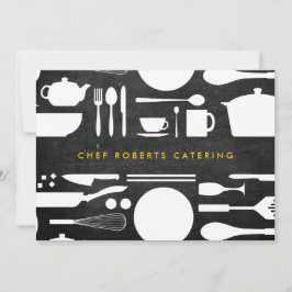 Keukencollage op zwart hout notitiekaartje