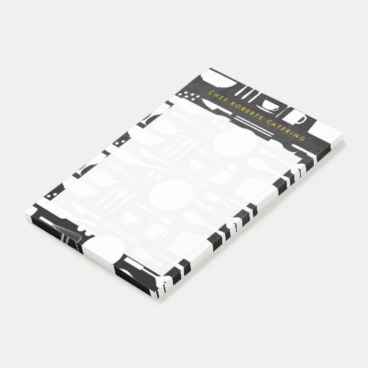 Keukencollage op zwart hout post-it® notes (Schuin)