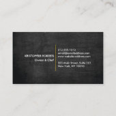 Keukencollage op zwart hout visitekaartje (Achterkant)