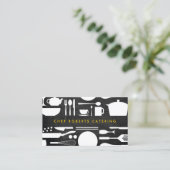 Keukencollage op zwart hout visitekaartje (Staand voorkant)