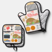 Keukencomfort: Vilt Pothouder & Oven Mitt Gift Ovenwant & Pannenlap Set (Voorkant / Achterkant)