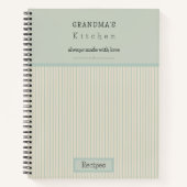 Keukencrème en Bleek blauw gestreept recept Notitieboek (Voorkant)