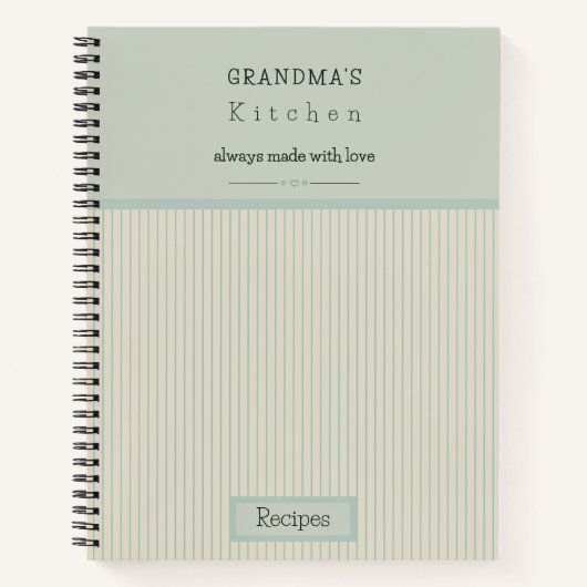 Keukencrème en Bleek blauw gestreept recept Notitieboek (Voorkant)