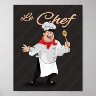 Keukendecor Franse Chef-illustratie Poster