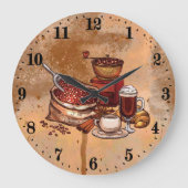 keukendecor schattige koffie grote klok (Voorkant)