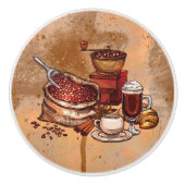 keukendecor schattige koffie keramische knop (Voorkant)