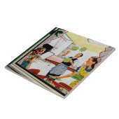 Keukendecor voor Retro-gezin Tegeltje (Zijkant)