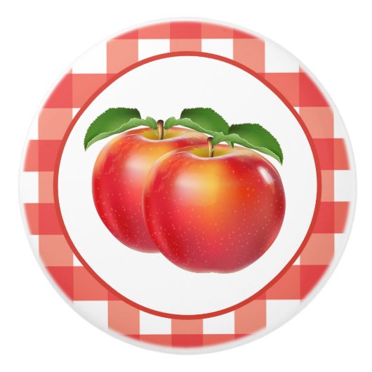 Keukendecor voor rode appelliefhebbers keramische knop (Voorkant)