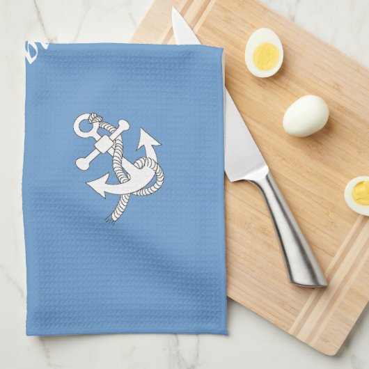 Keukendoek - Anker met scheepsnaam (ver.2) Theedoek (Quarter Fold)