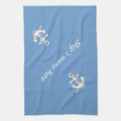 Keukendoek - Anker met scheepsnaam (ver.2) Theedoek (Verticaal)