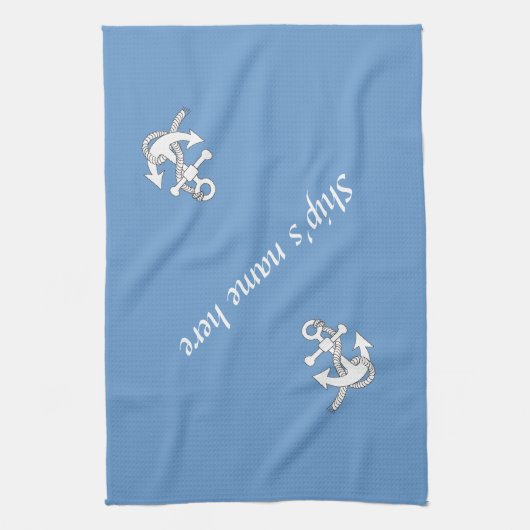 Keukendoek - Anker met scheepsnaam (ver.2) Theedoek (Verticaal)
