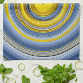 Keukendoek geel-blauwe spiraal theedoek (Gevouwen)