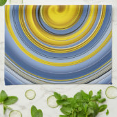 Keukendoek geel-blauwe spiraal theedoek (Gevouwen)