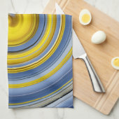 Keukendoek geel-blauwe spiraal theedoek (Quarter Fold)