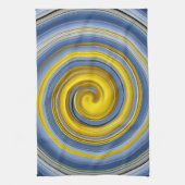 Keukendoek geel-blauwe spiraal theedoek (Verticaal)