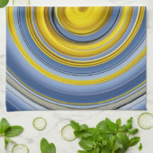 Keukendoek geel-blauwe spiraal theedoek (Gevouwen)