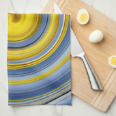 Keukendoek geel-blauwe spiraal theedoek (Quarter Fold)