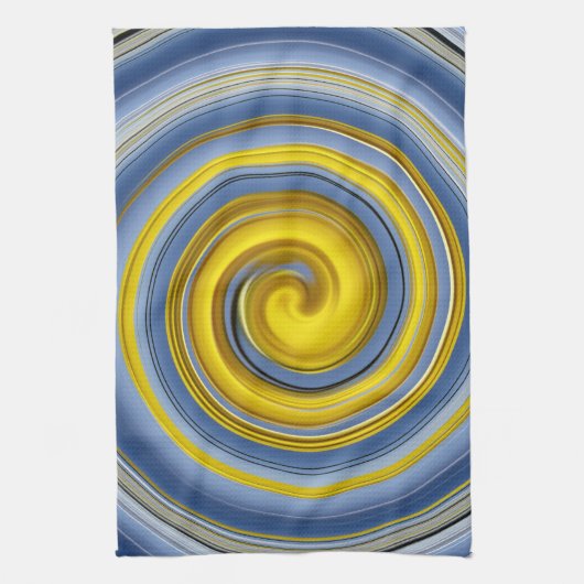 Keukendoek geel-blauwe spiraal theedoek (Verticaal)