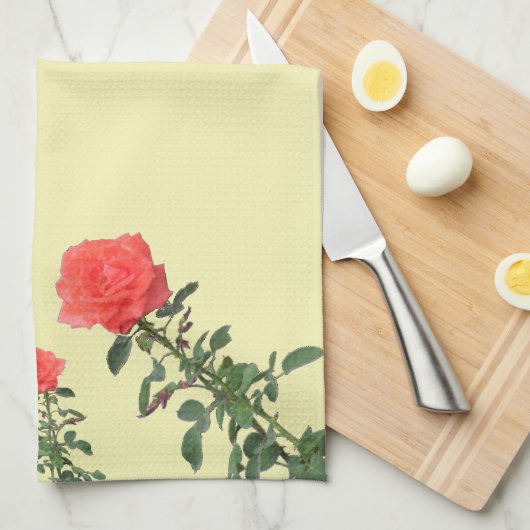 Keukendoek - Lange Steel Roze Rozen Theedoek (Quarter Fold)