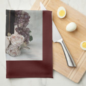 Keukendoekwijn, druiven en Rozen Theedoek (Quarter Fold)