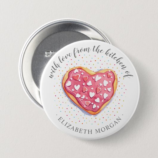 keukendonut en sprinkelt een schattig monogram but ronde button 7,6 cm (Voorkant /achterkant)