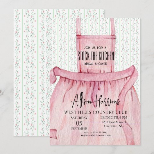 Keukendouche-uitnodiging, voorraad de keuken kaart (Voorkant / Achterkant)