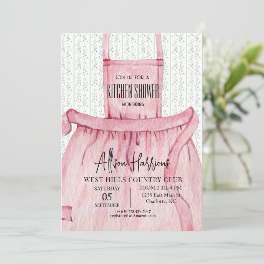 Keukendouche-uitnodiging, voorraad de keuken kaart (Staand voorkant)