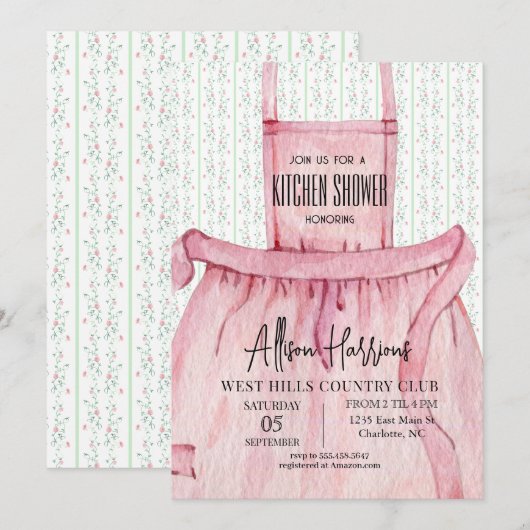 Keukendouche-uitnodiging, voorraad de keuken kaart (Voorkant / Achterkant)