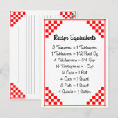 Keukenequivalenten Rode gecontroleerde Ruled Recip Briefkaart (Voorkant / Achterkant)