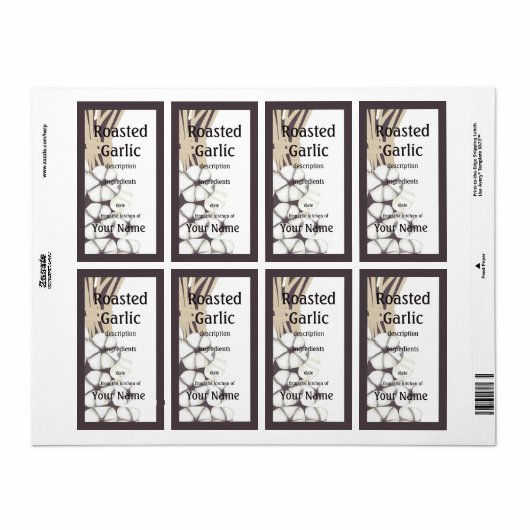 Keukenetiket gebrande knoflook etiket (Full Sheet)