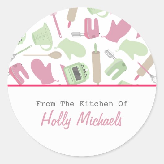 Keukenetiket van het kookpatroon ronde sticker (Voorkant)