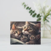 Keukenfamilie: katje met moeder en Kittens Briefkaart (Staand voorkant)