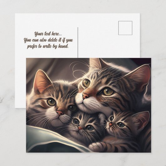 Keukenfamilie: katje met moeder en Kittens Briefkaart (Voorkant / Achterkant)