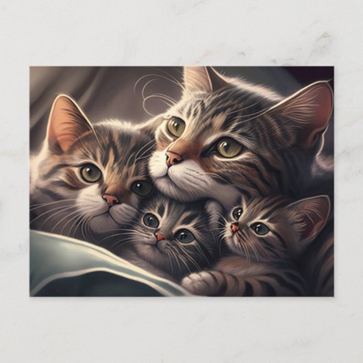 Keukenfamilie: katje met moeder en Kittens Briefkaart (Voorkant)