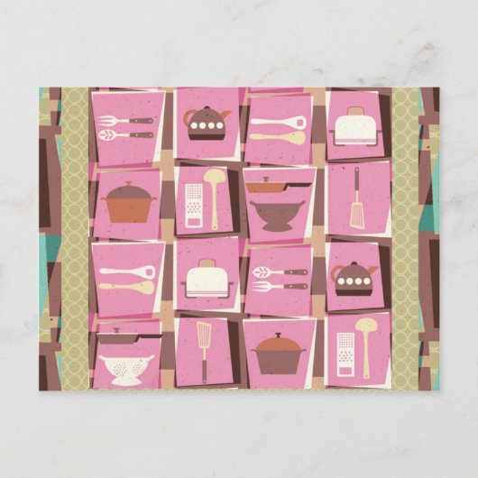 Keukengadgets - Roze Briefkaart (of Recipe Card) (Voorkant)