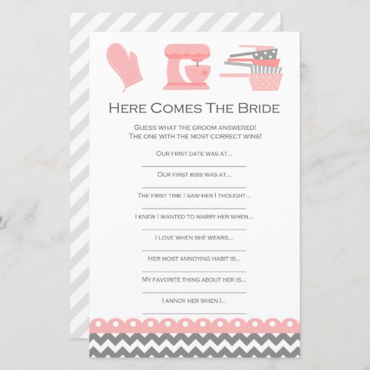 Keukengame Vrijgezellenfeest, AFGEDRUKT (Voorkant / Achterkant)