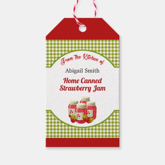 Keukengebakken aardbei Jam Gift Label Cadeaulabel (Voorkant)