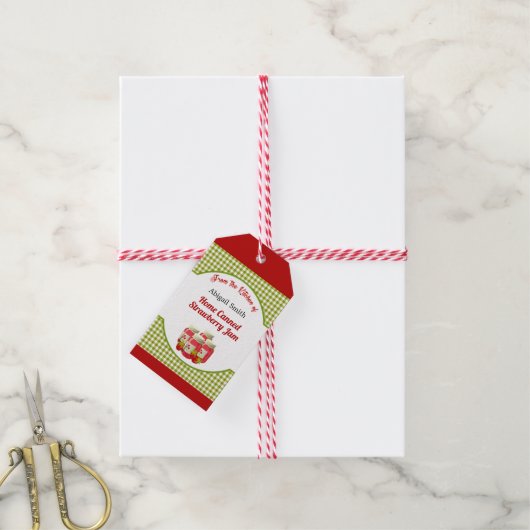 Keukengebakken aardbei Jam Gift Label Cadeaulabel (Met Touw)