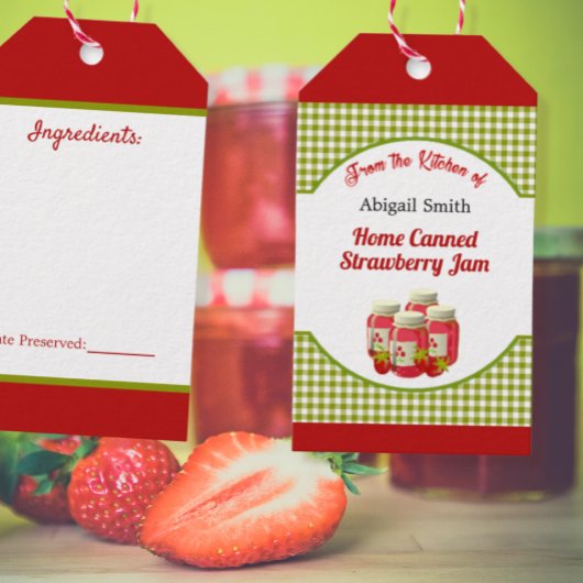 Keukengebakken aardbei Jam Gift Label Cadeaulabel