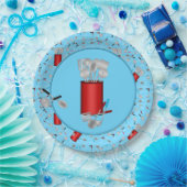 Keukengereedschap, Borden met blauw papier Papieren Bordje (Feest)