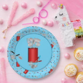 Keukengereedschap, Borden met blauw papier Papieren Bordje (Feest)