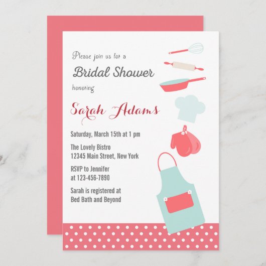 Keukengereedschap Bruids Douche Uitnodiging (Voorkant / Achterkant)