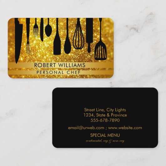 keukengereedschap Chef Black Gold Catering Visitekaartje (Voorkant / Achterkant)