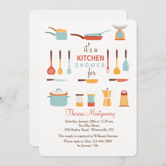 Keukengereedschap Douche uitnodiging (Voorkant / Achterkant)