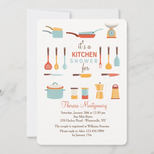 Keukengereedschap Douche uitnodiging (Voorkant)