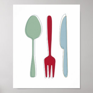 Keukengereedschap Kleurrijke Silhouettes uit de mi Poster