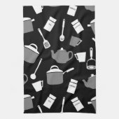 Keukengereedschap & met de klok mee | Zwart wit en Theedoek (Verticaal)