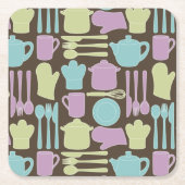 Keukengereedschap Patroon 2 Kartonnen Onderzetters (Voorkant)